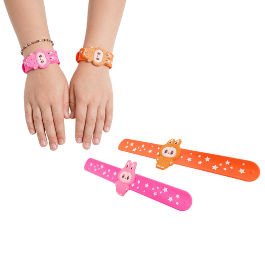 20599 {Pack of 12} Labubu Slap Bracelets Silicone Slap Bands for kids {Random Color}
