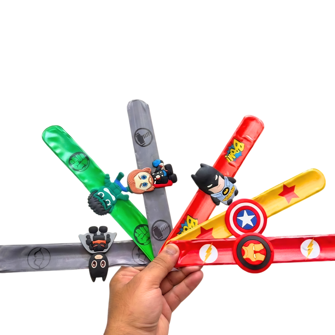 20602 {Pack of 12} Silicone Flexible Slap Band for Kids & Adults/Return Gift Special for Themes Parties {Random Design}