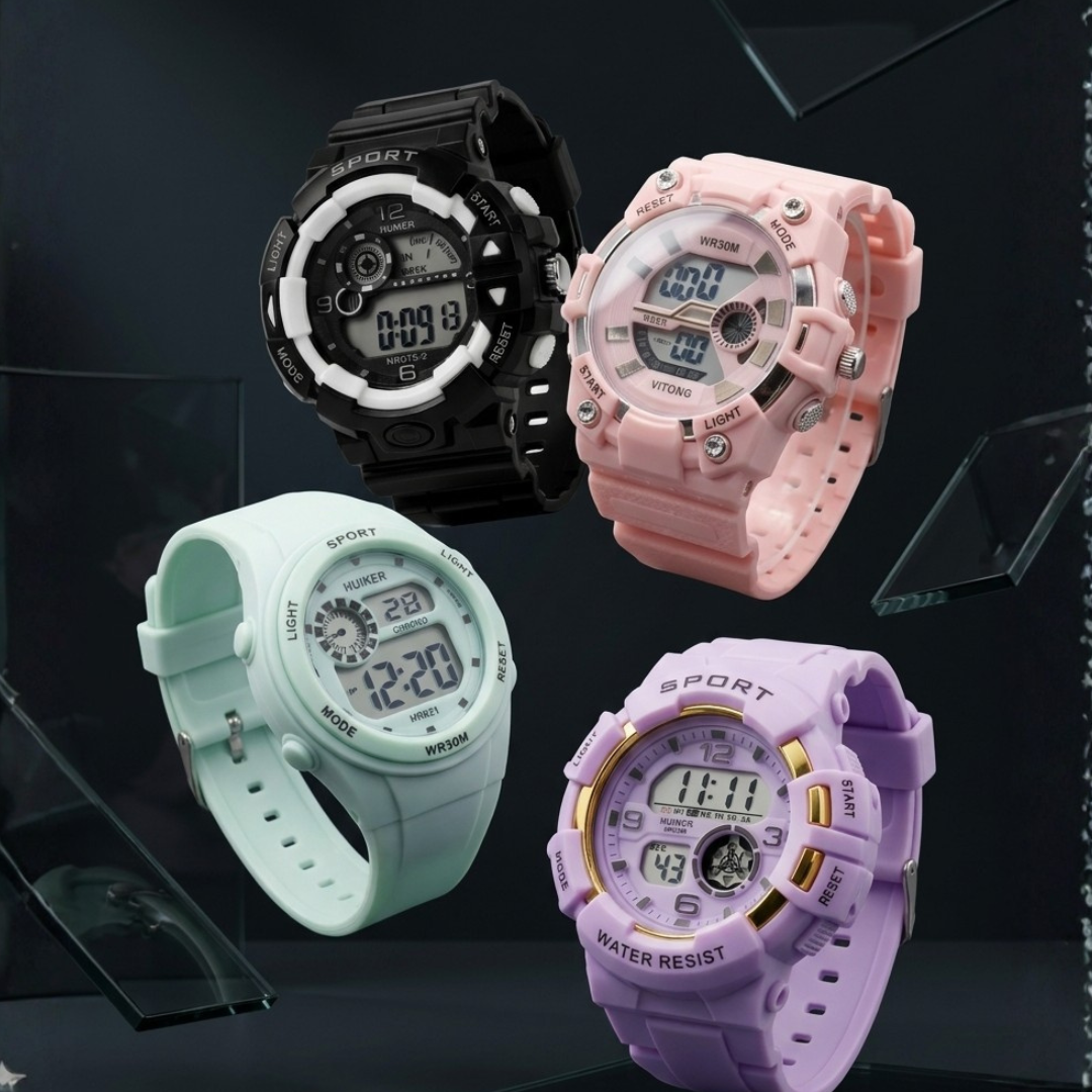 20660 Digital Dial Alarm with Sound Waterproof Light Kids Watch for Boys & Girls {Random Design}