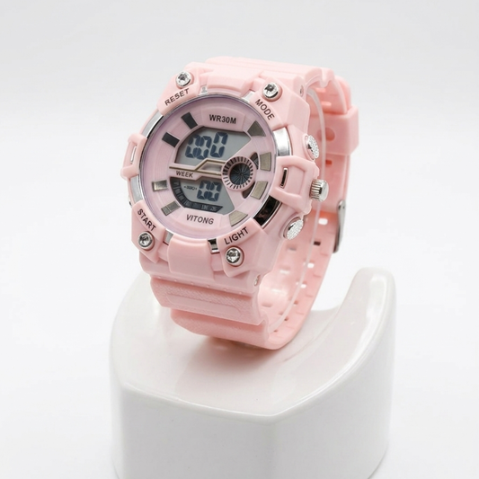 20660 Digital Dial Alarm with Sound Waterproof Light Kids Watch for Boys & Girls {Random Design}