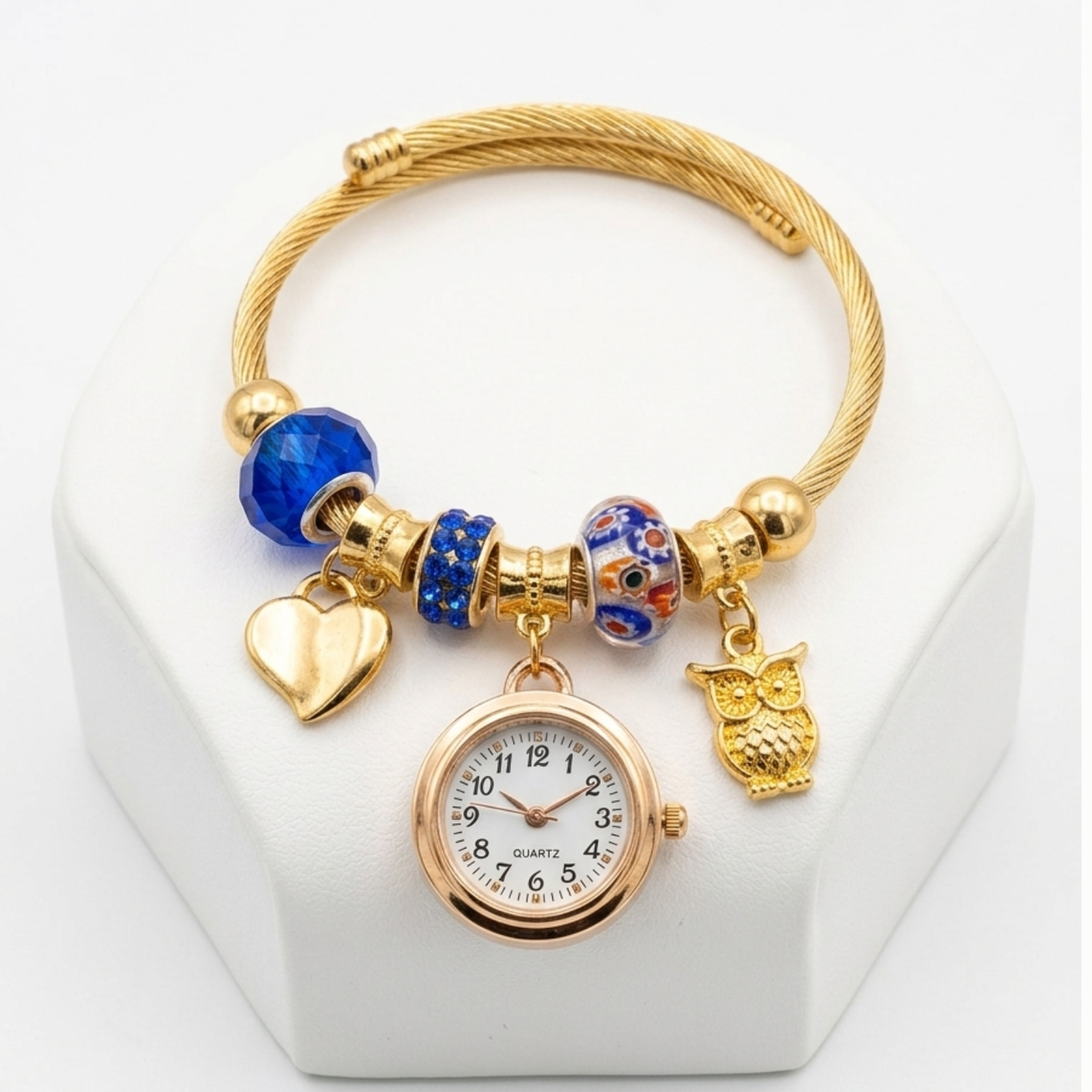 20658 Bracelet Watch for Girls and Ladies | Gift Item| Golden steel Beaded Adjustable Quartz Watch Bangle Jewellery Friendship Bracelet {Random Design}