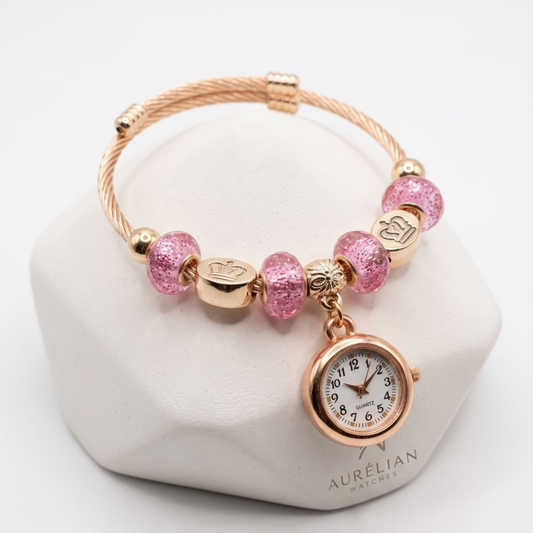 20658 Bracelet Watch for Girls and Ladies | Gift Item| Golden steel Beaded Adjustable Quartz Watch Bangle Jewellery Friendship Bracelet {Random Design}