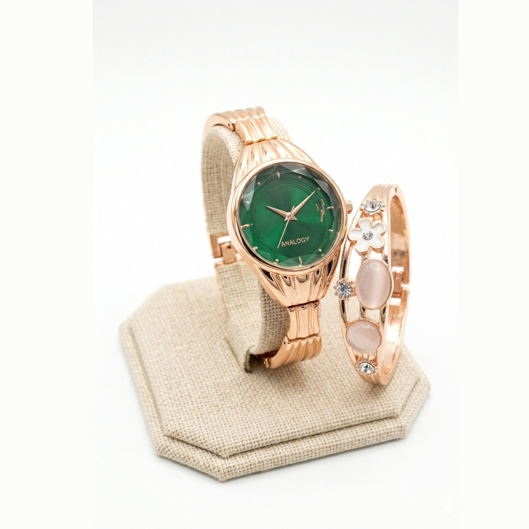 20656  Stylish Watch And Bracelet  For Girl beautiful Gift for Women {Random Design}