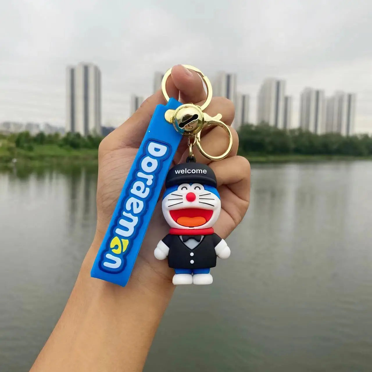 20580 Doraemon Cartoon Dingdang Cat Blue Chubby Keychain for Kids