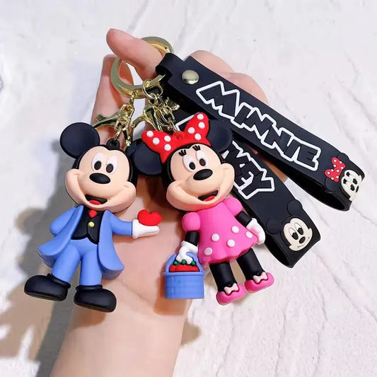20396 Cute  Micky and Minnie 3D Silicone Rubber Keychain – Soft & Durable Cartoon Key Ring for Kids {Random Design}