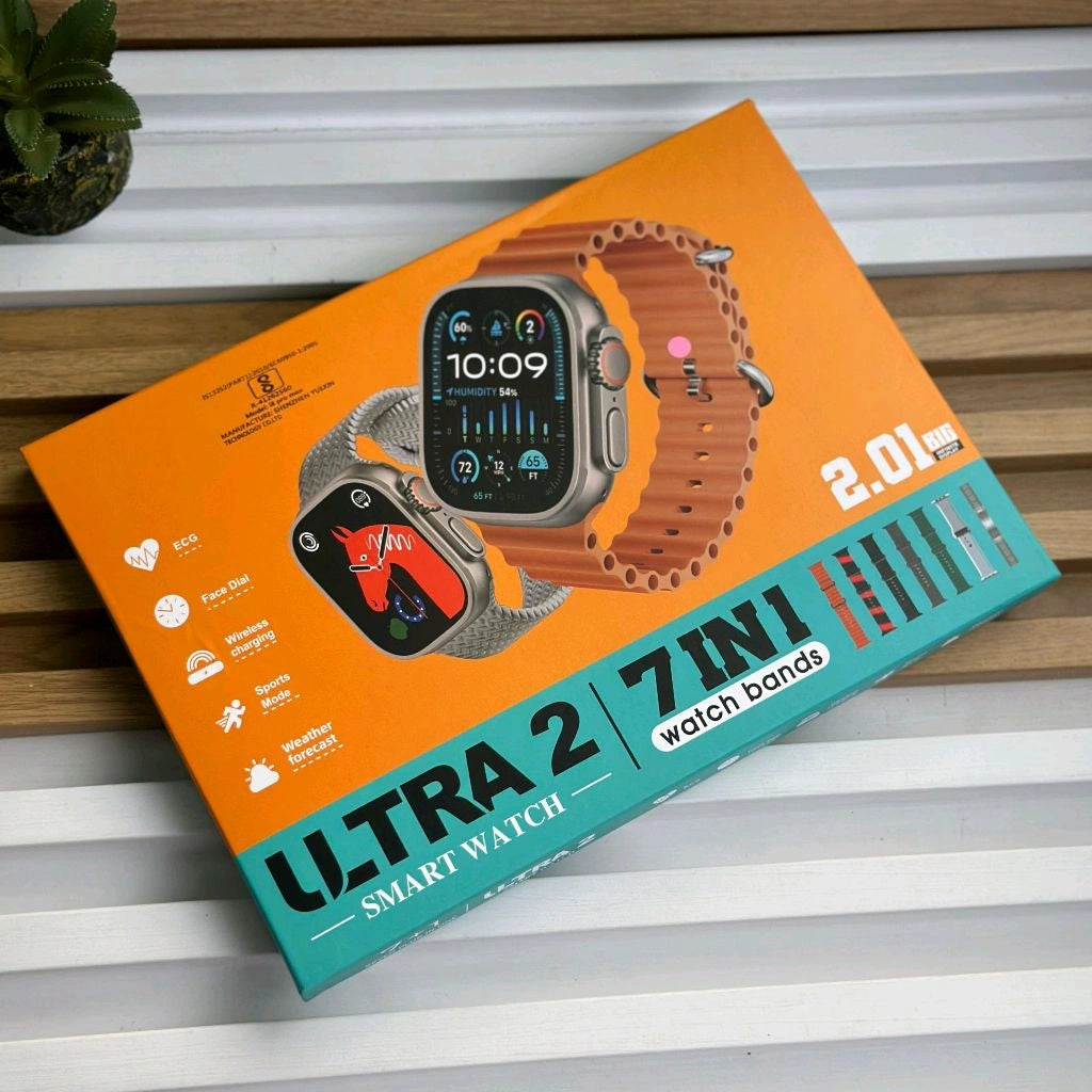 20629 Smart Watch, 7 in 1 Watch Bands, 2.01" Display, ECG, Wireless Charging, Sports Mode, Weather Forecast, Face Dial