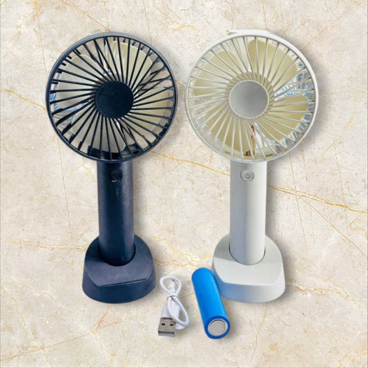 20328 Mini Portable USB Hand Fan | Rechargeable Battery Operated | Summer Cooling Mini Fan with Standing Holder Handy Base For Home Office Indoor Outdoor Travel.