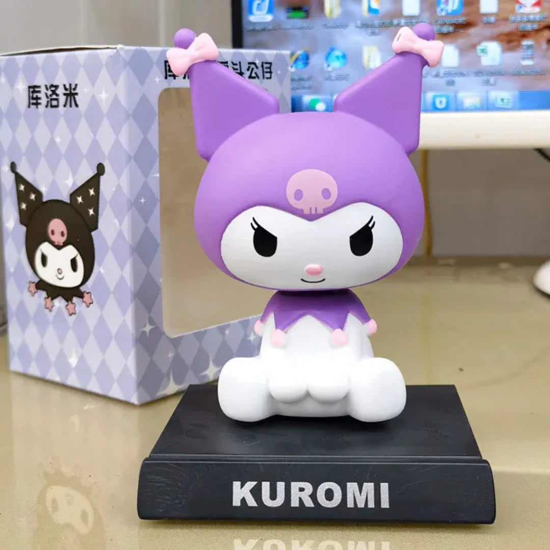 20004 Super Hero Action Figure Limited Edition Bobblehead with Mobile Holder for Car Dashboard, Office Desk & Study Table- (Kuromi)