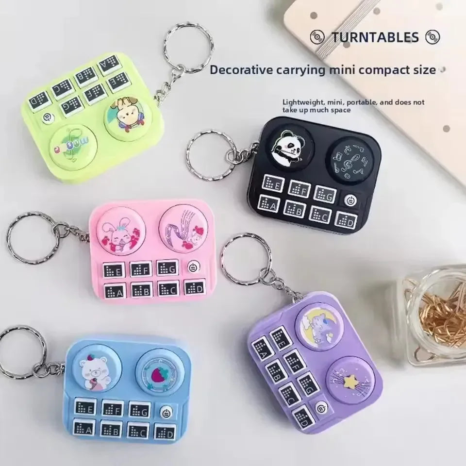 20506 Mini Animal Dj Keychain, Musical Instrument Keychains ,Cute Cartoon Pattern Key chain Keyring {Random Color}