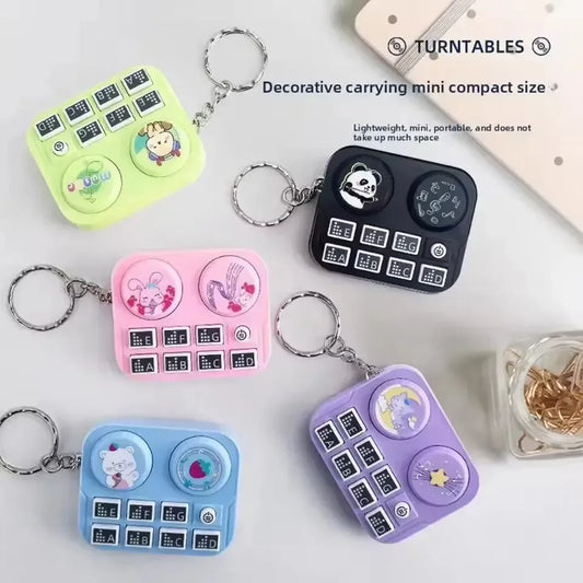 20506 Mini Animal Dj Keychain, Musical Instrument Keychains ,Cute Cartoon Pattern Key chain Keyring {Random Color}