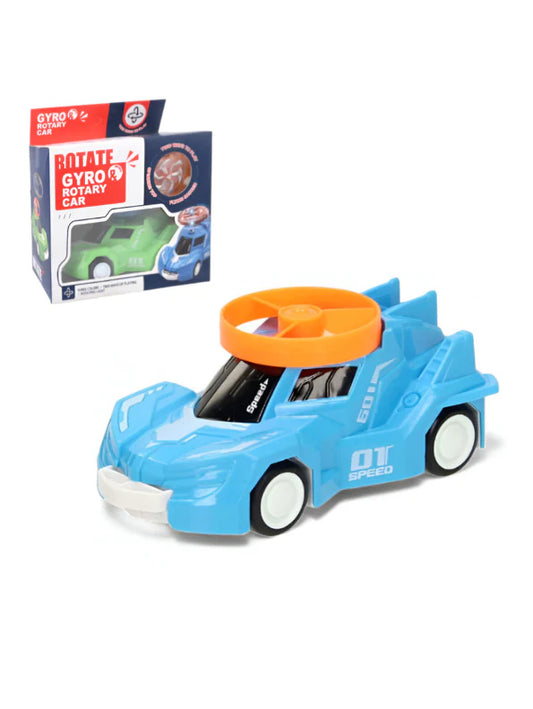 987B-28 Speed Friction Powered Rotary Gyro Car with Flying Disc Shooter – Pull Back & Launch Toy Car for Kids