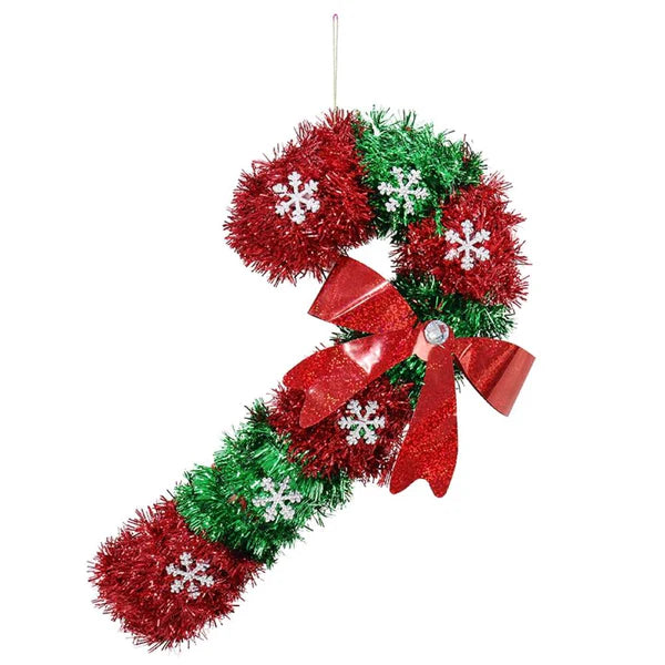 10040 Shiny Tinsel Candy Cane Green and Red Wall Stair Hanging Decor