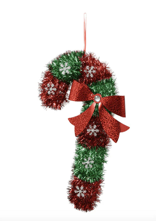 10040 Shiny Tinsel Candy Cane Green and Red Wall Stair Hanging Decor