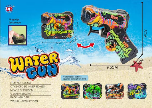 21344 Water Gun Swimming Pool Party Toy Summer Beach Water Shooters Outdoor Activities Games Transparent Plastic Mini Rotating Finger Dinosaur Water Gun