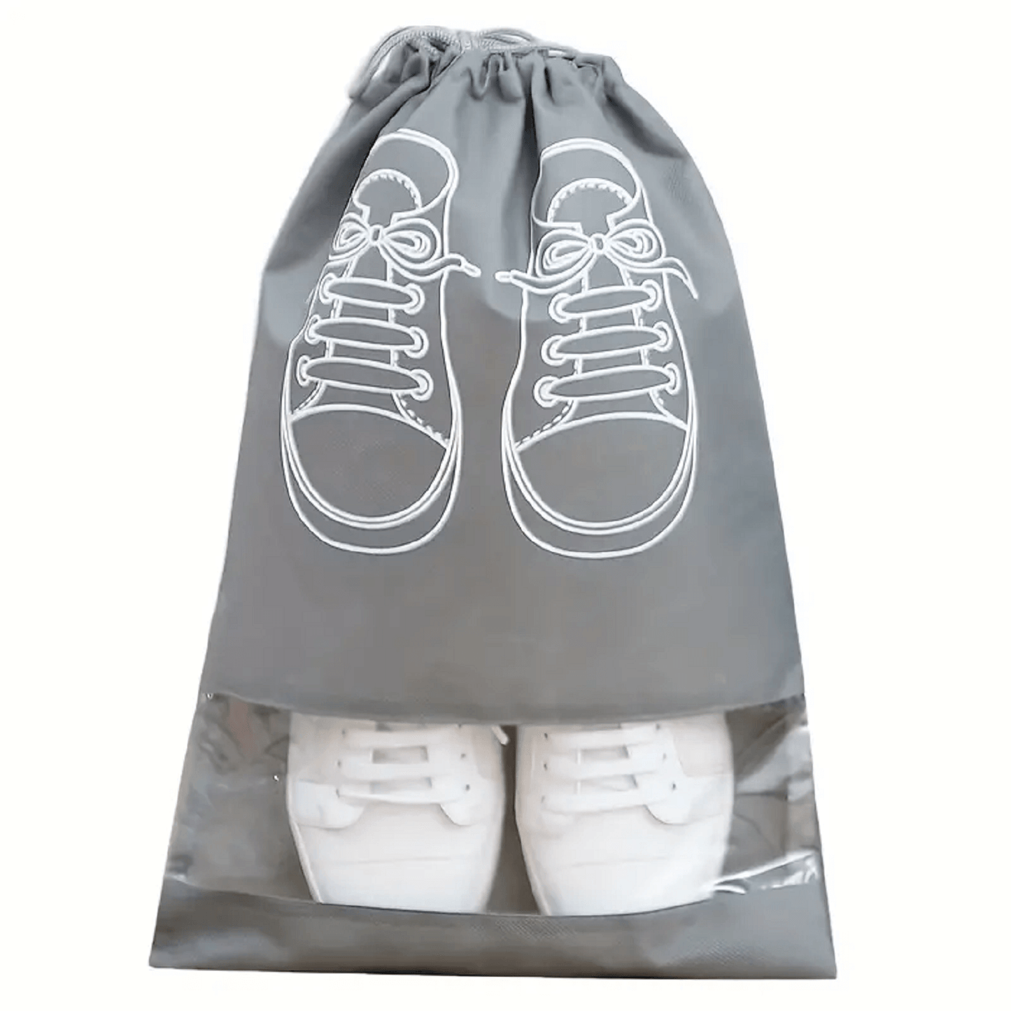 20589 Travel Shoe Bag Non Woven Drawstring Shoes Storage Bag Convenient Dust Cover Grey
