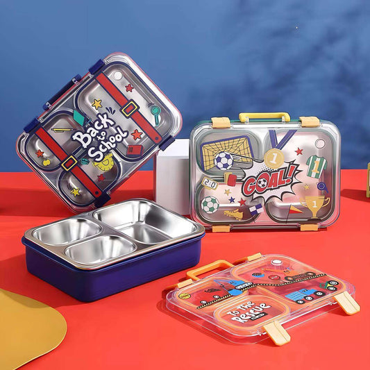 LX-7156 {700 ml}  Lunch Box Stainless Steel, Leakproof Tiffin Box for Kids {Random Design}
