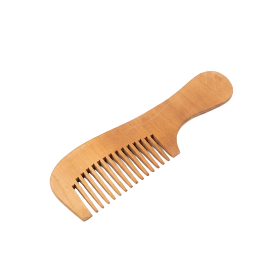 20689 Wooden Comb - Traditional Natural Kadigai wooden Comb - Natural Brown Wood Hair Comb For Women and Men {Random Design}