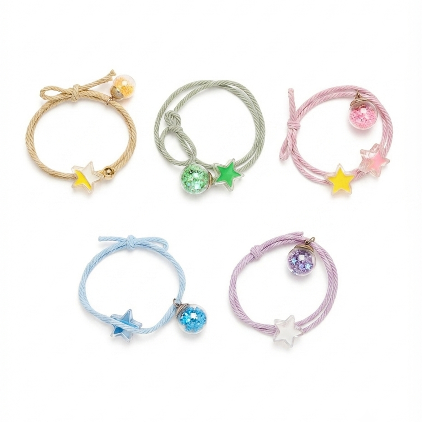 20832 {Pack of 12}  Korean-style Dream Planet Hope Bracelet for Sweet Girls, Fresh Small Hairband, Rubberband Dual-Purpose Couple Bracelet Scrunchie Hair Accessories