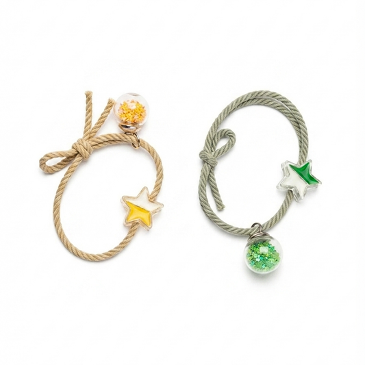 20832 {Pack of 12}  Korean-style Dream Planet Hope Bracelet for Sweet Girls, Fresh Small Hairband, Rubberband Dual-Purpose Couple Bracelet Scrunchie Hair Accessories