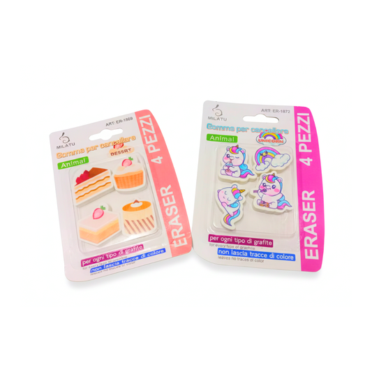 ER-1869 {1 Pack 4 pcs} Random Shapes Eraser