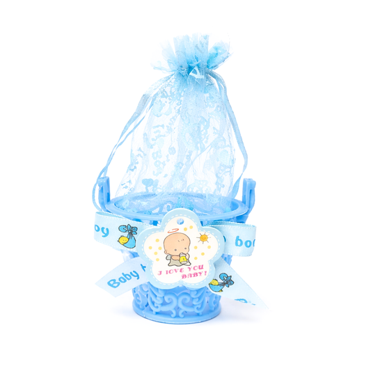 20532 {12 Pcs} Mini Basket Baby Shower Favor Candy Bag {Pink and Blue}