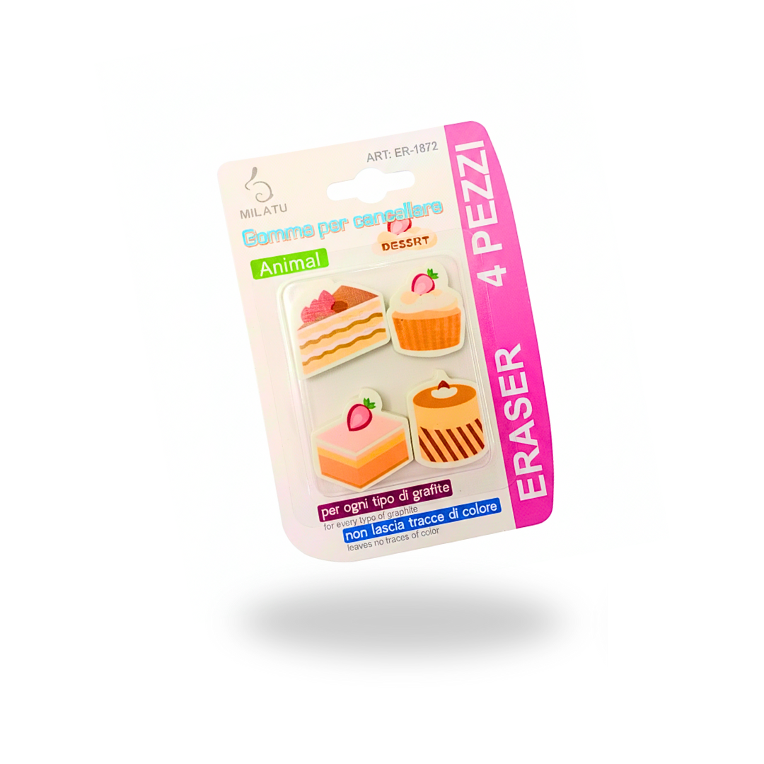 ER-1869 {1 Pack 4 pcs} Random Shapes Eraser