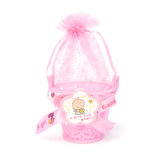 20532 {12 Pcs} Mini Basket Baby Shower Favor Candy Bag {Pink and Blue}