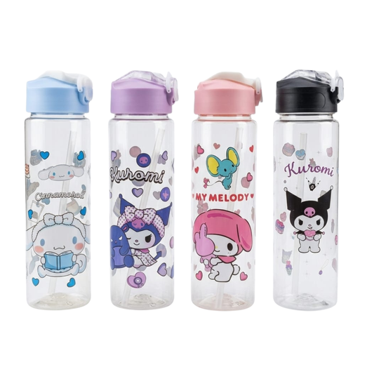 20688 Hello Kitty, My Melody, Kuromi Cartoon Cute Kids Sipper Water bottle Portable Water Bottle With Strap BPA Free Plastic Water Bottle {Random Design}