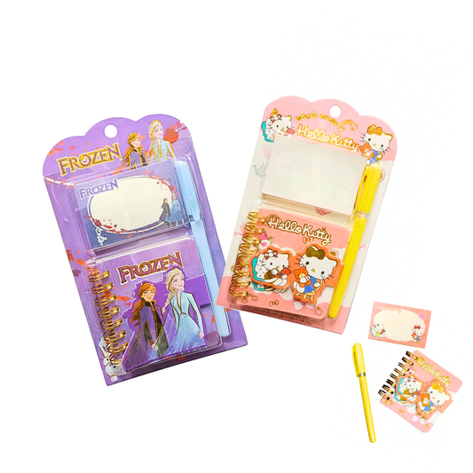 SC-203-1 Spiral Diary With Printed Sticky Notes and pen, Random Cartoon Prints