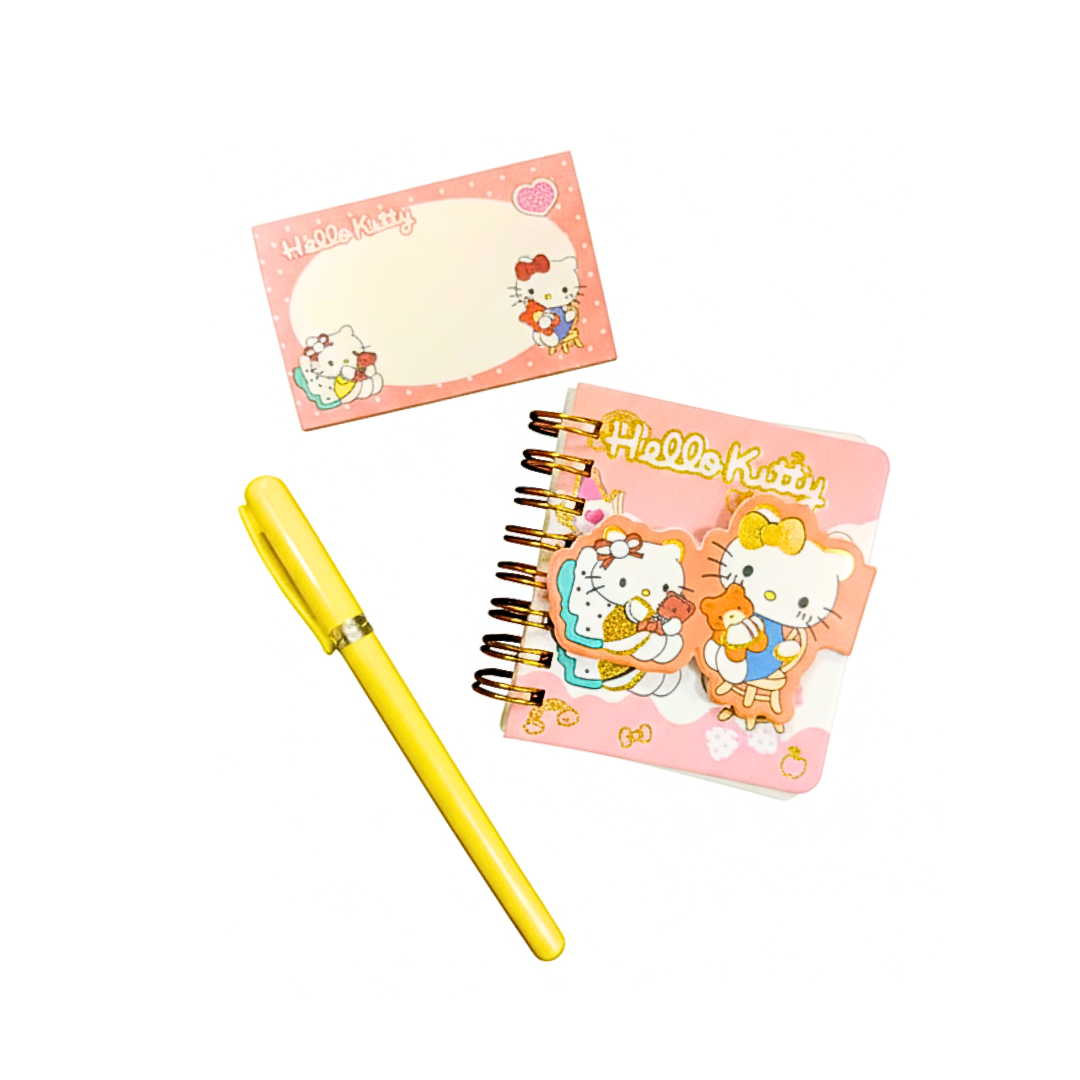 SC-203-1 Spiral Diary With Printed Sticky Notes and pen, Random Cartoon Prints