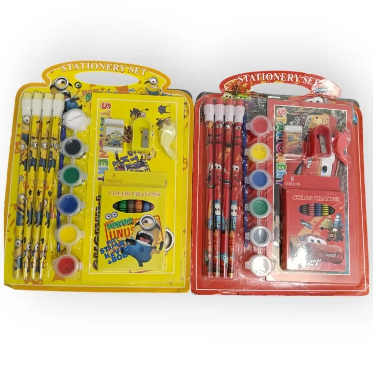 HBC-188618 Stationary kit with 4 pencil Eraser sharpener cap crayons or Drawing book
