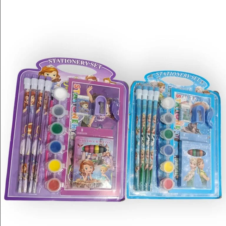 HBC-188618 Stationary kit with 4 pencil Eraser sharpener cap crayons or Drawing book