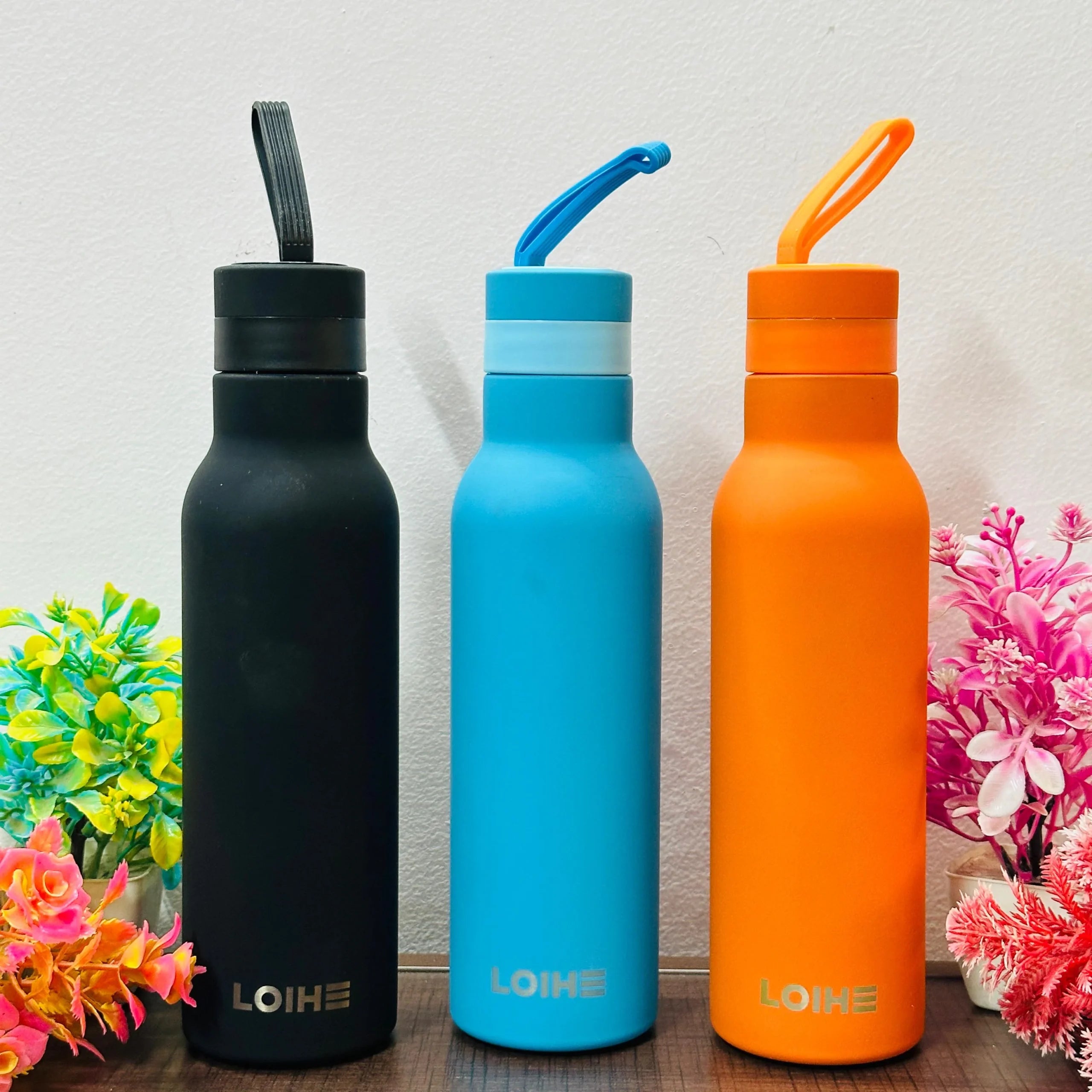 10741 Rubber Coated Stainless Steel , Insulate Hot & Cold Water Bottle {800 ML}