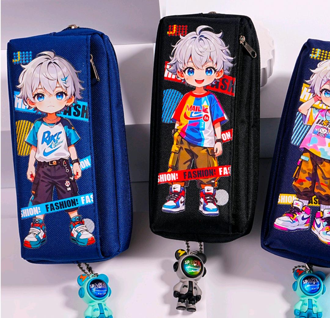 50068 Pen Bag Canvas Pencil Case Student Stationery Gift for Kids {Random Design}