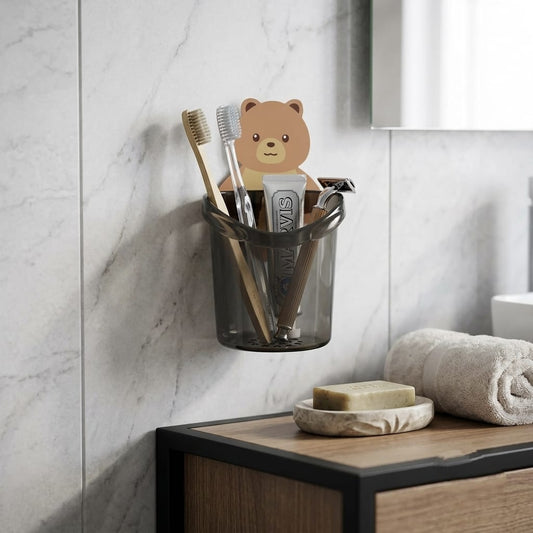 10824 Toothbrush Holder Wall-Mounted Suction Cup Cute Bear Storage Cup