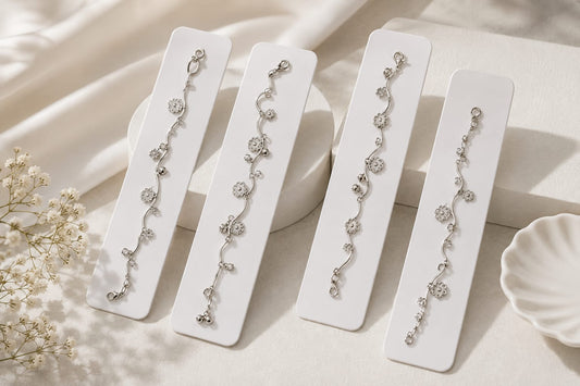 21171 Silver Flower Charm Bracelet for Women – Elegant Adjustable Link Bracelet