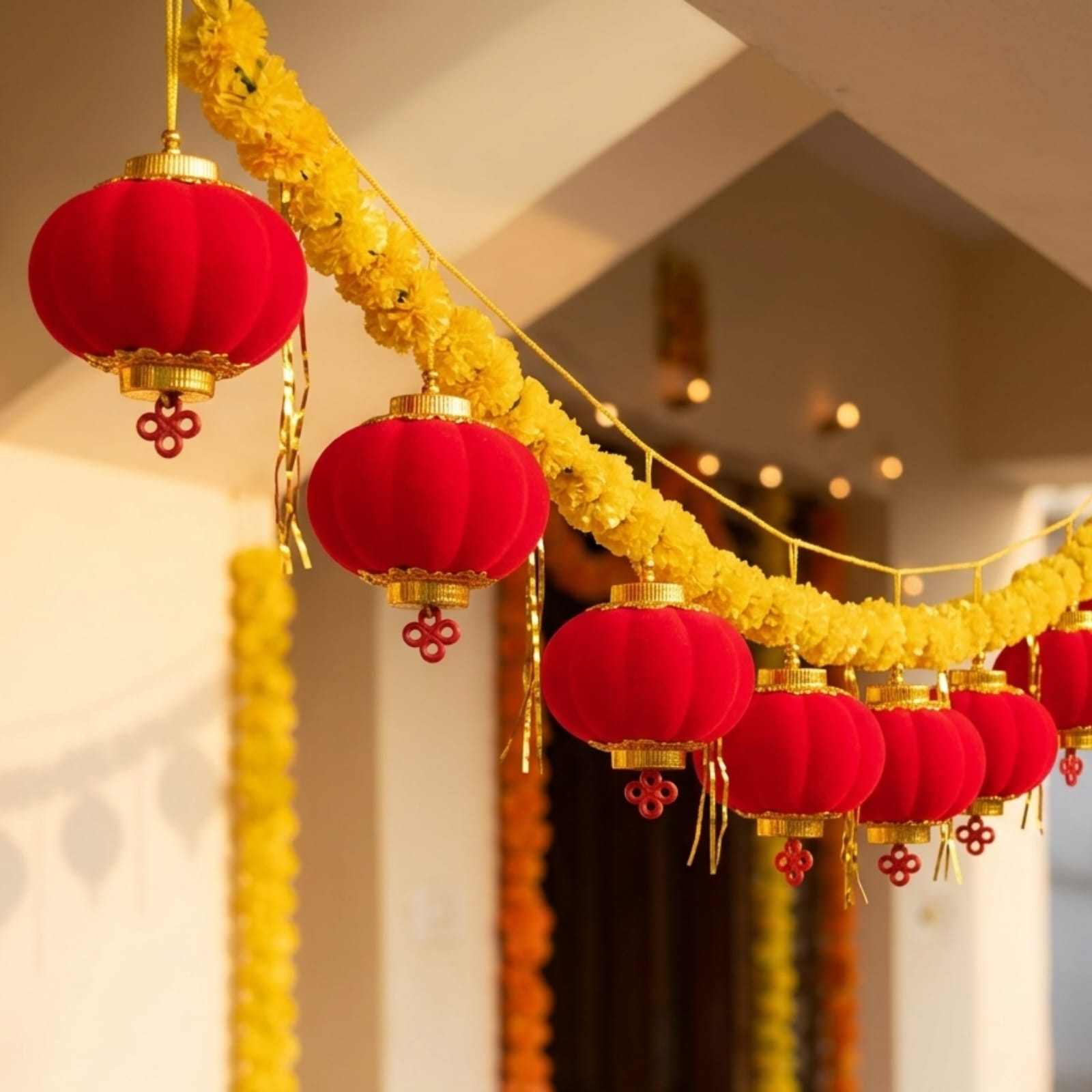 21368 12 Pcs Mini Red Chinese Lanterns Small Hanging Lantern for Chinese New Year Wedding Spring Festival Potted Plants Decoration.