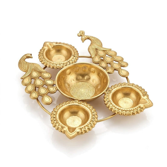 21373 Brass Peacock Diya Stand: Festive Glow