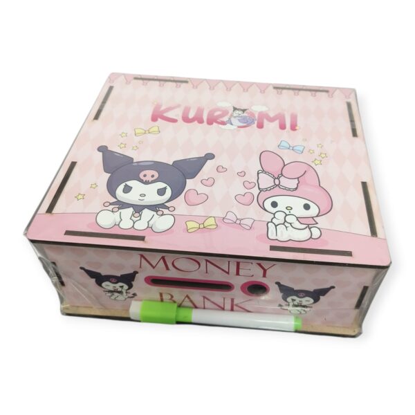 11338-100000 Money Saving Challenge Box | Reusable Wooden Kuromi Money Bank