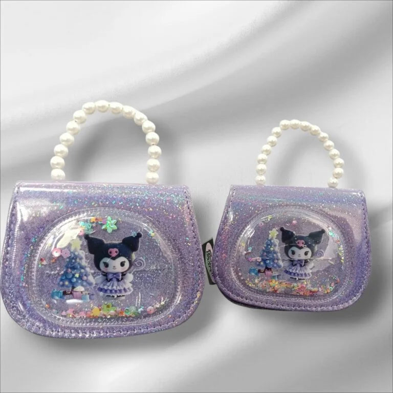 1881177 Random design glitter bag for girls shoulder bags with beaded chain strap stylish handbag fashionable kids purse ideal gift for children