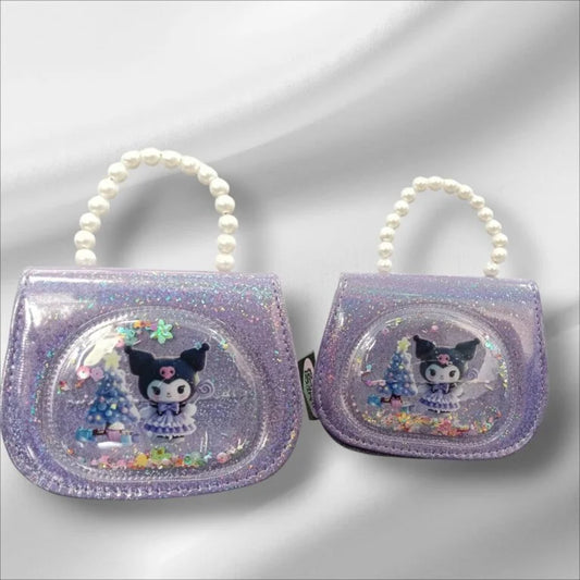 1881177 Random design glitter bag for girls shoulder bags with beaded chain strap stylish handbag fashionable kids purse ideal gift for children