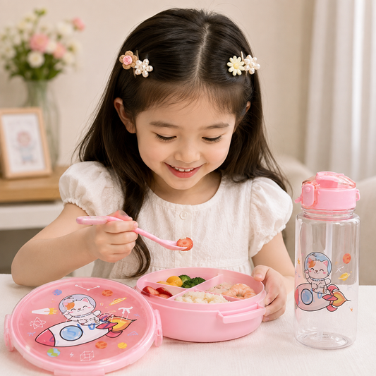 GBT-51822 Cute Kids Tiffin Box & Water Bottle Combo Set for School 500ML+800ML