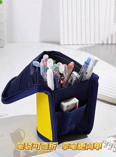20591 Pencil Case Pouch, Neo Critz Standing Pen Pouch Bag, Foldable Stand up Pencil Holder {Multicolor}