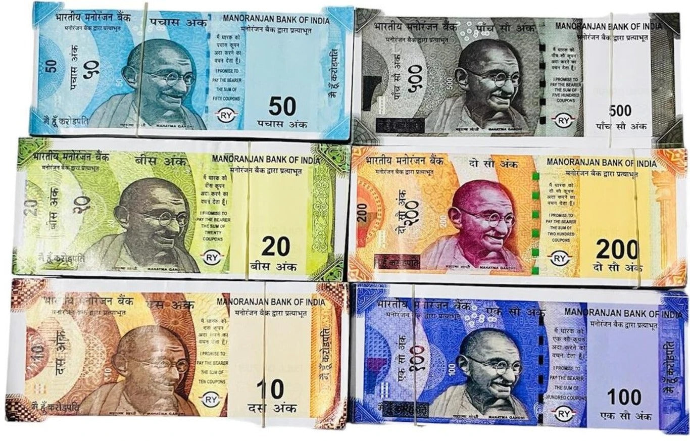 20673 Children Play Money Notes – 100 Pieces ₹500/₹200/₹100/₹50/₹20/₹10 – Dummy Indian Rupee Currency Toy Notes for Kids Learning