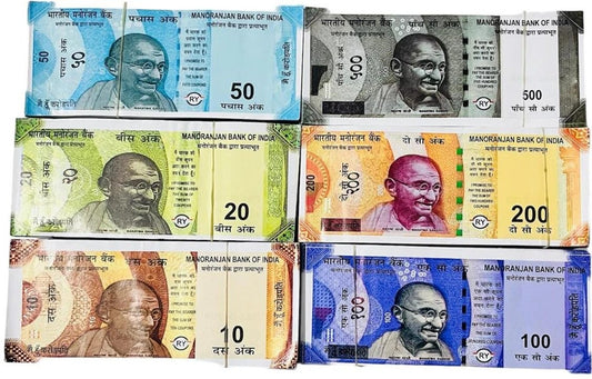 20673 Children Play Money Notes – 100 Pieces ₹500/₹200/₹100/₹50/₹20/₹10 – Dummy Indian Rupee Currency Toy Notes for Kids Learning