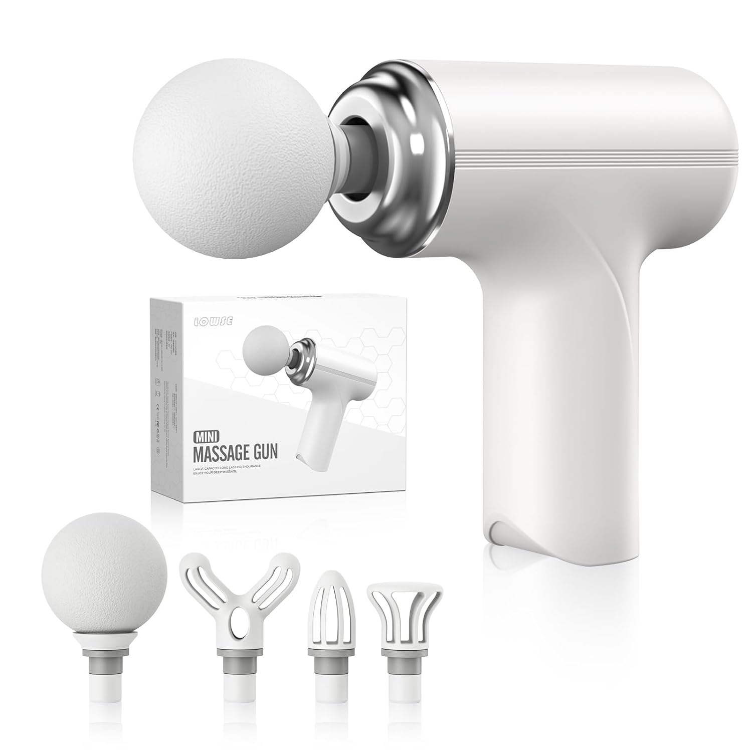 MG-203 Massage Gun, Portable Muscle Massage Gun with 6 Speeds, Percussion Massager with 4 Heads, Mini Massage Gun for Body, Back, Neck, Shoulder