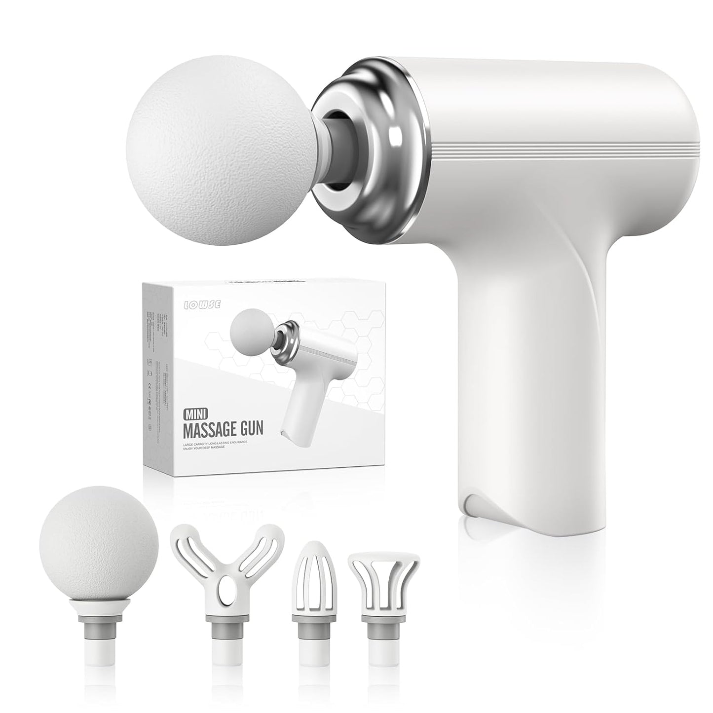 MG-203 Massage Gun, Portable Muscle Massage Gun with 6 Speeds, Percussion Massager with 4 Heads, Mini Massage Gun for Body, Back, Neck, Shoulder