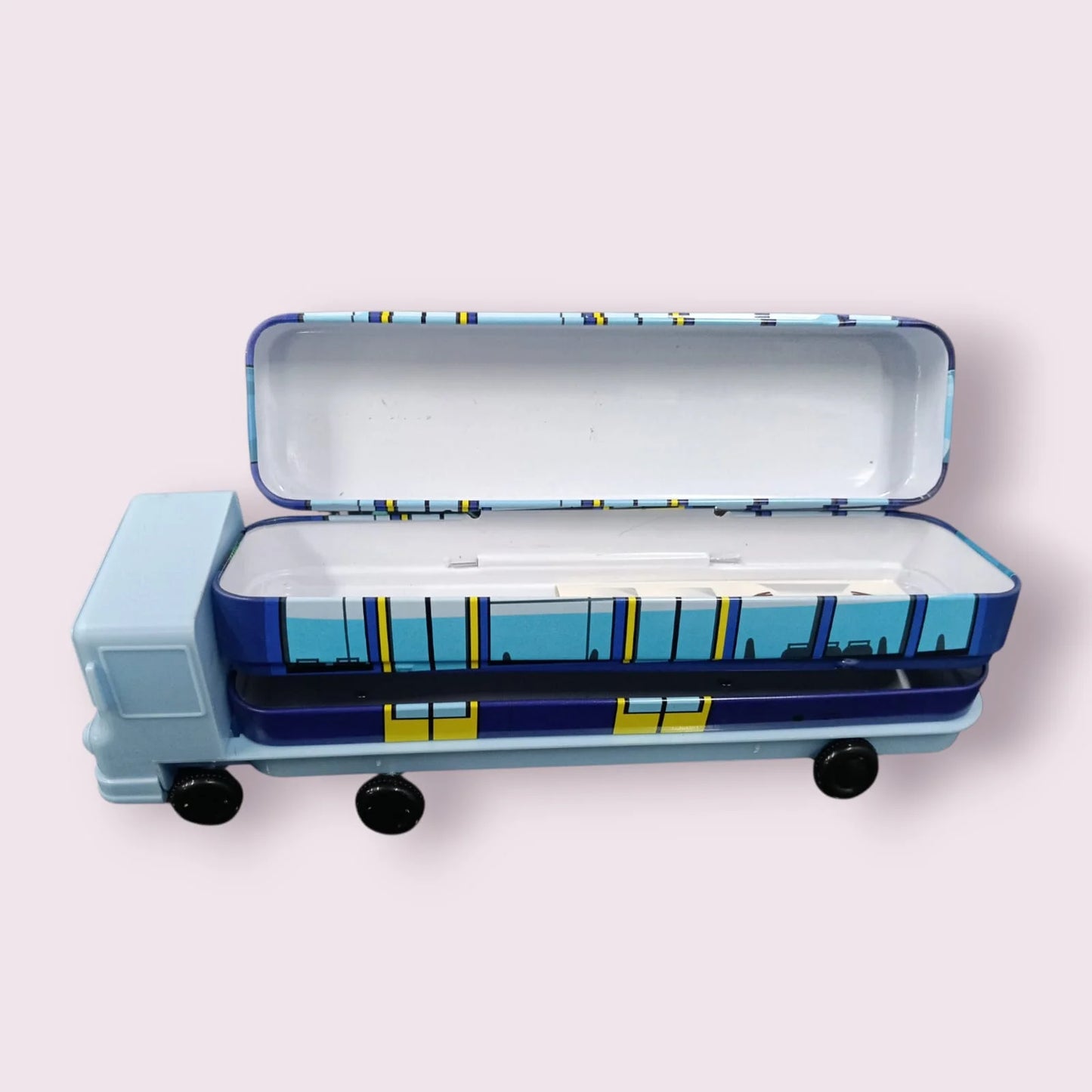QZ-6151 Bus Pencil Box Blue School Bus Pencil Case for Kids, Pencil Box