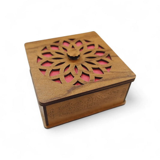 20016 square box | DIY MDF decorative empty gift box | Gift box hamper for presents| L 4 x W 4 x H 2 inches | Thickness |Wooden unique box for diwali, birthday, corporate gifting