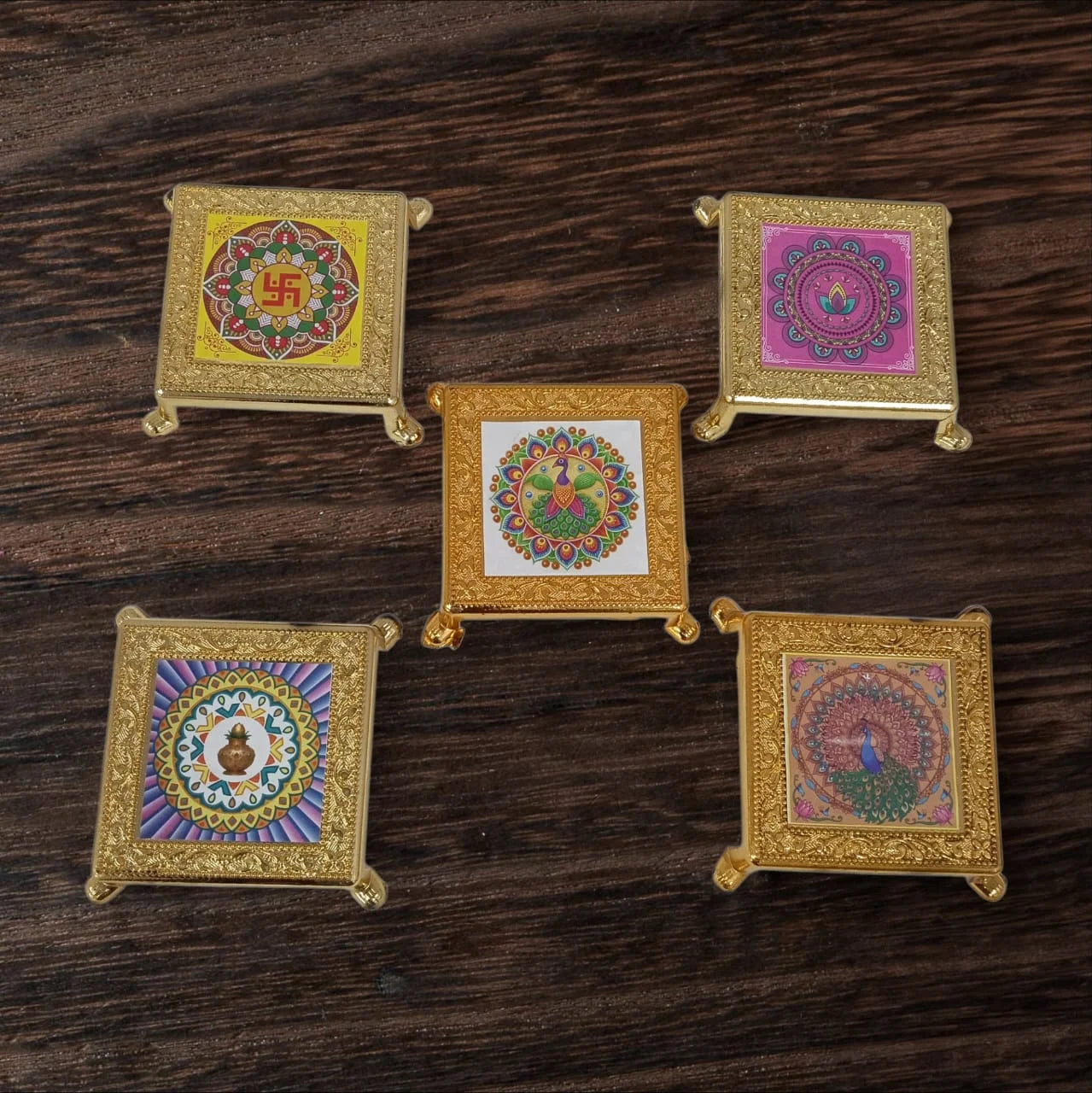 11353 Floral Designs Big Plastic chowki Pooja Decoration Best Gift for Diwali, Festivals {Random Design}